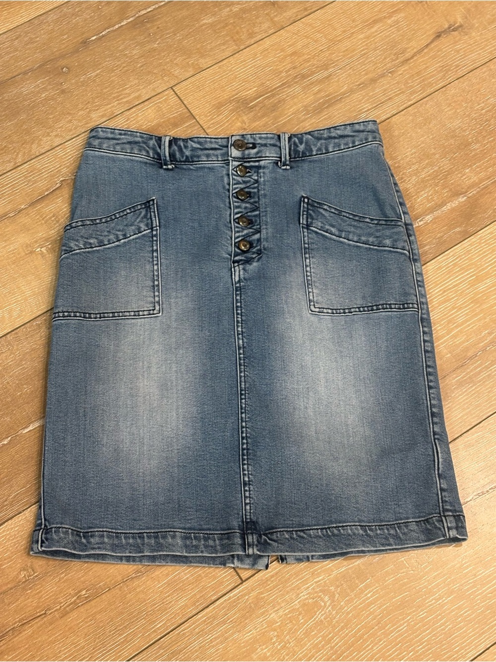 Pilcro and the Letterpress Anthropologie Denim Button Front Midi Skirt Size 6